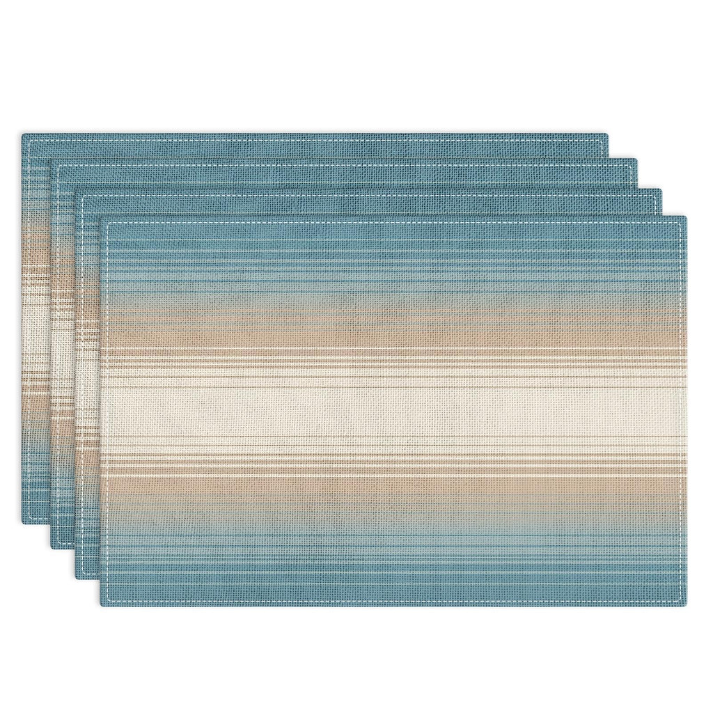 Emvency Farmhouse Placemats Set of 4, 12x18 Inch, Abstract Blue Grey