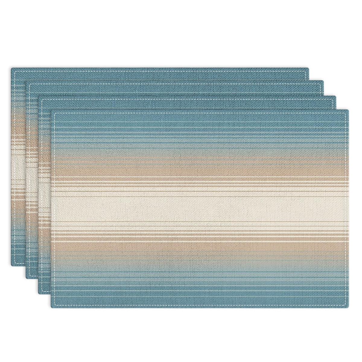 Emvency Farmhouse Placemats Set of 4, 12x18 Inch, Abstract Blue Grey