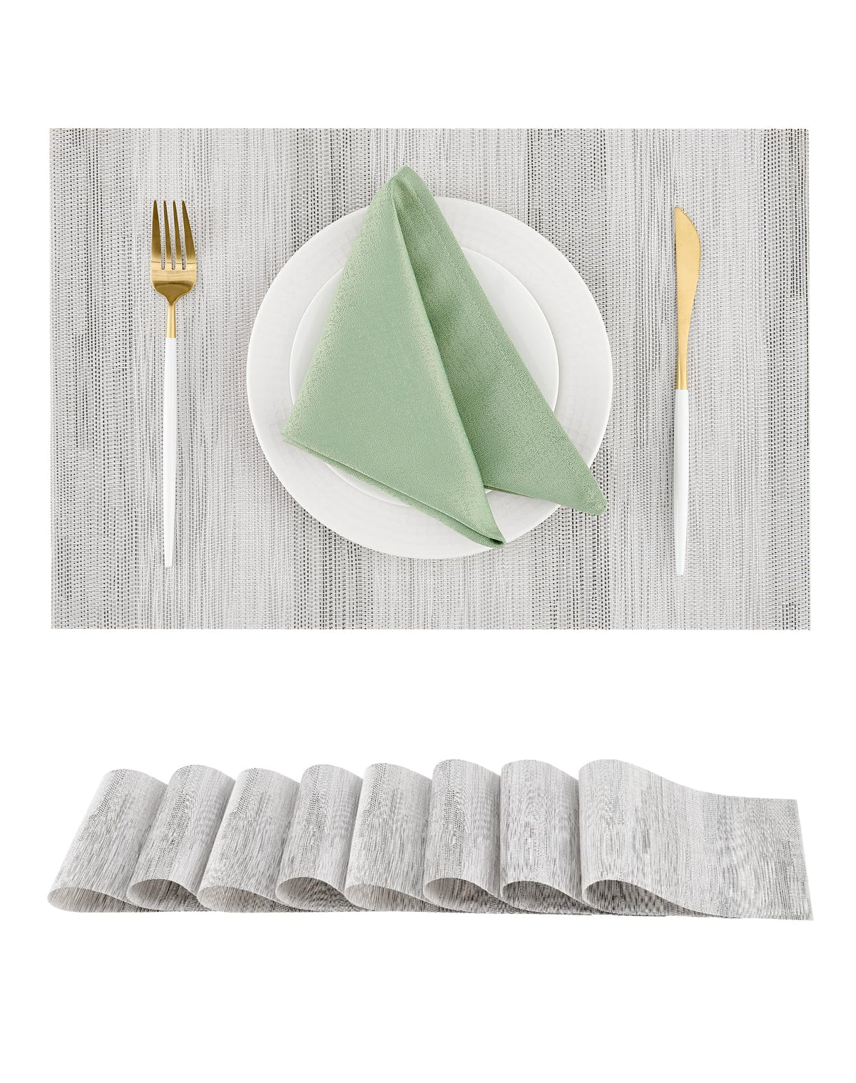 Leetaltree Light Brown Placemats Set of 8 - Heat Resistant Woven Vinyl