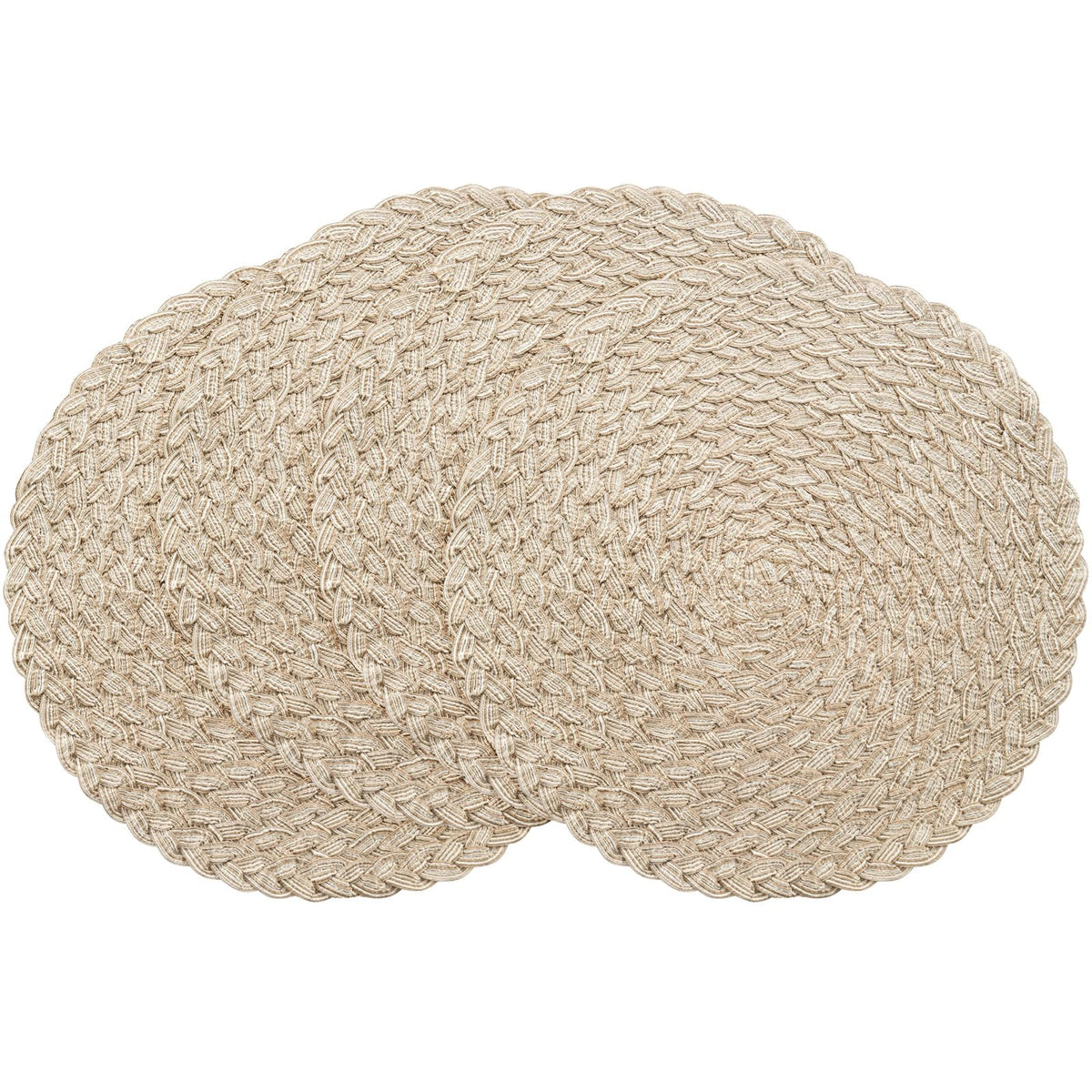Floroom 15 Inch Round Braided Placemats Set of 4, Washable Heat Resistant Cotton Polyester Circle Place Mats for Kitchen Dining Table - Black