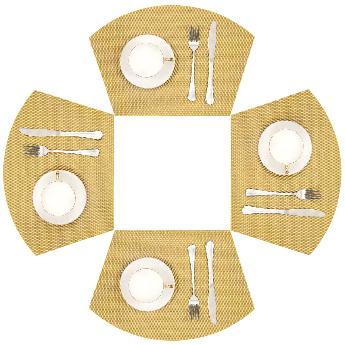 SHACOS Wedge Shape Placemats Set of 4 Woven Vinyl Placemat for Round Table