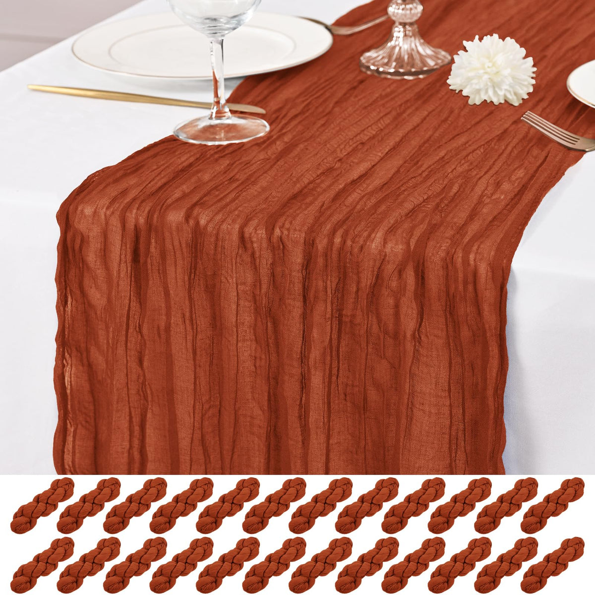 12 Pack Ivory Table Runner 10Ft Cheesecloth Table Runner Rustic Gauze Table Runners Romantic Long Cream Sheer Fabric Cheese Cloth Table Runners for Wedding Party Bridal Baby Shower