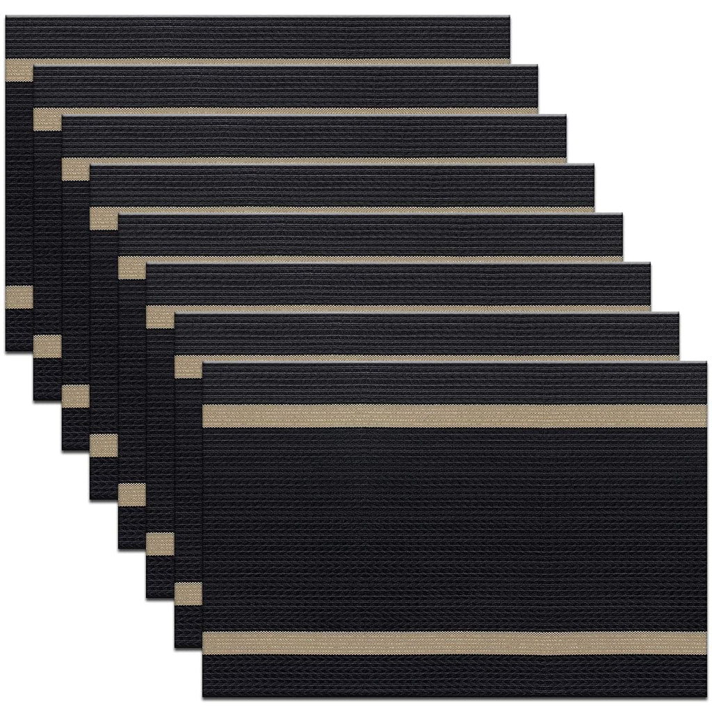 PIGCHCY Placemats,Durable Placemats for Dining Table,Washable Woven Vinyl Kitchen Placemats Set of 4 (Brown)