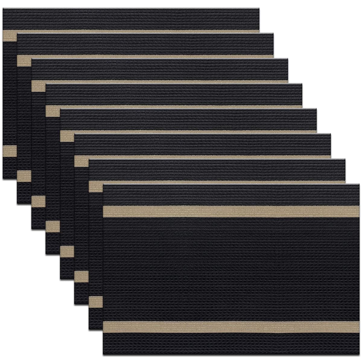 PIGCHCY Placemats,Durable Placemats for Dining Table,Washable Woven Vinyl Kitchen Placemats Set of 4 (Brown)