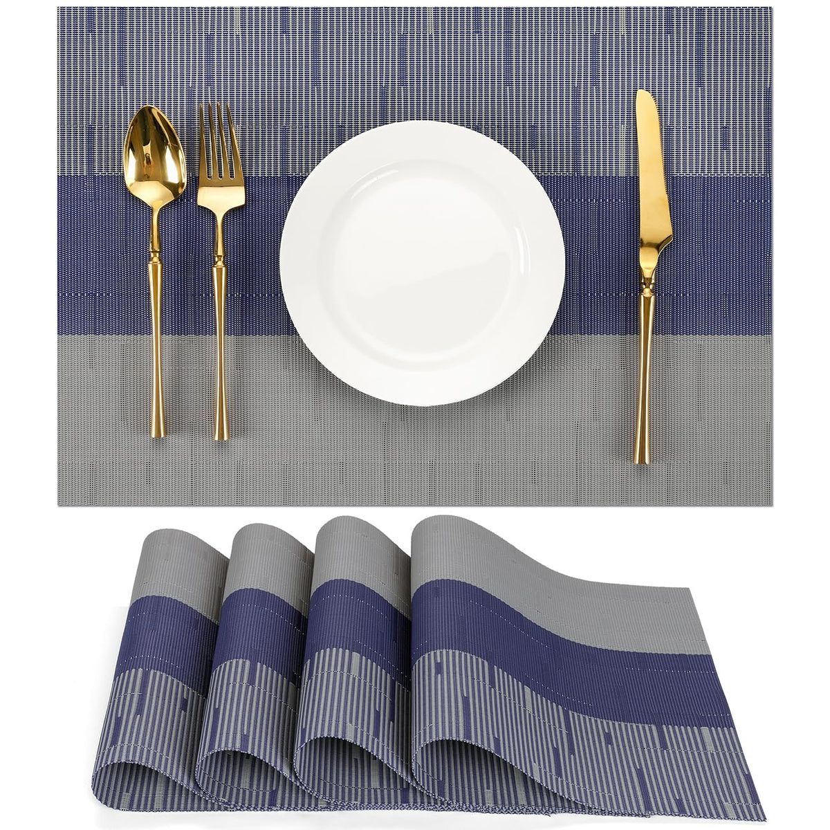 Placemats Set of 8, Vinyl Woven Heat-Resistant Place Mats