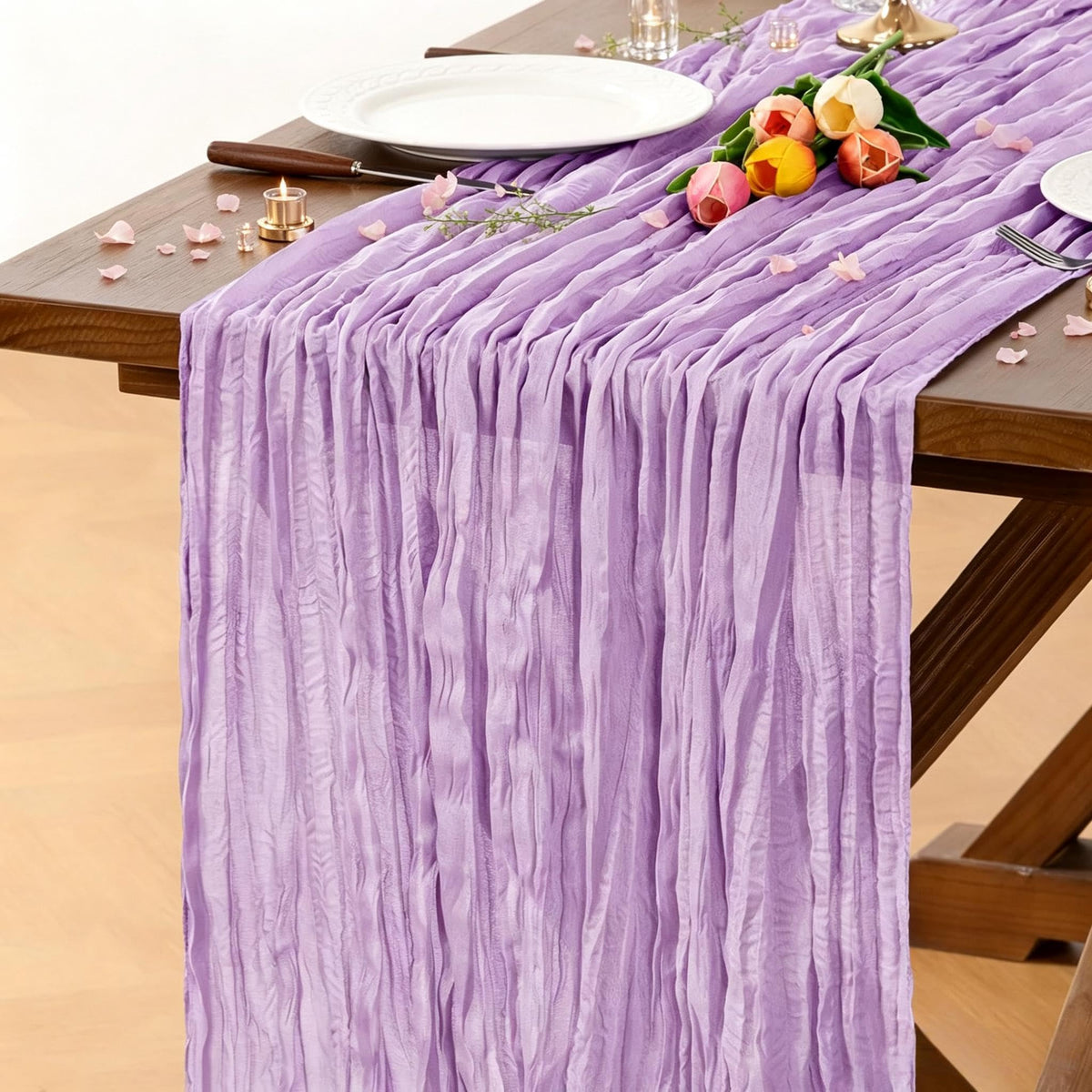 6 Pack Champagne Gold Cheesecloth Table Runner Fall Wrinkled Runner