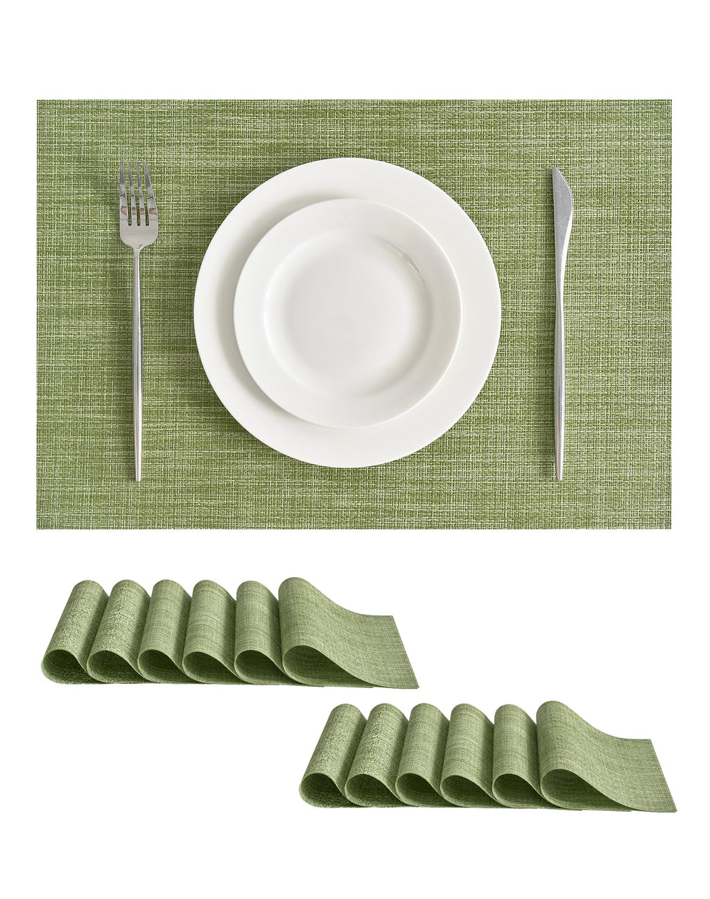 Leetaltree Deep Navy Woven Placemats Set of 6 - Heat Resistant Non-Slip Place mats for Dining Table, Washable Durable PVC Vinyl Woven Table Mats(Deep Navy, 6)