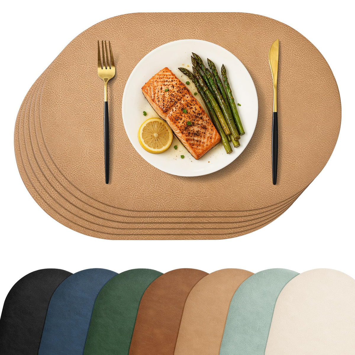 Homaxy Oval Heat Resistant Placemats Set of 6, Reddish Brown