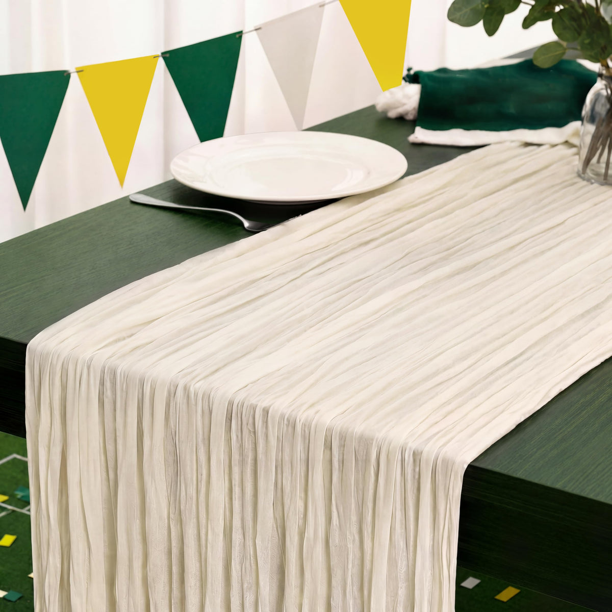 3 Pack Sage Green Cheesecloth Table Runner 120 Inch Boho Wedding Decor