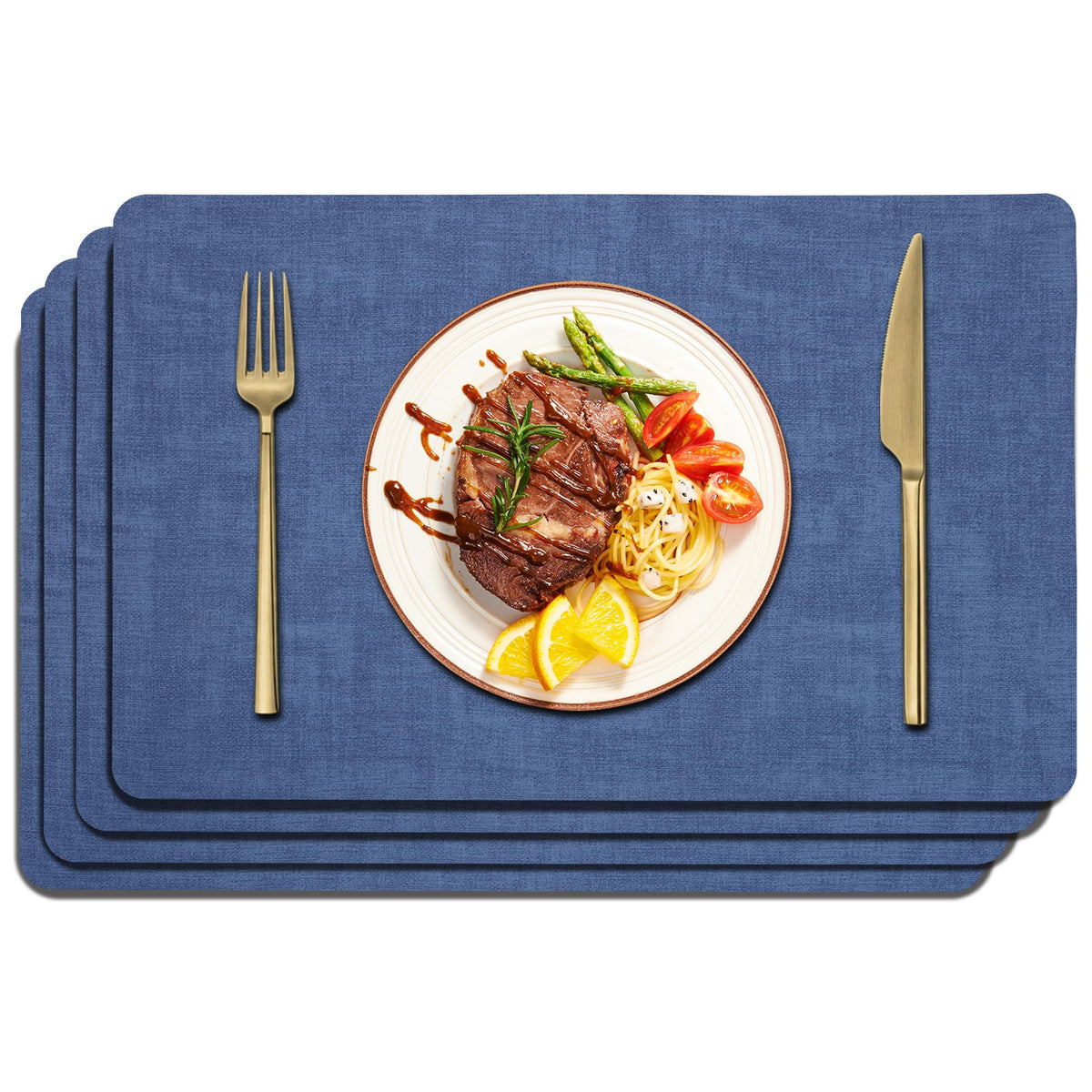 Maxpearl Faux Leather Placemats Set of 6, Easy to Clean, Beige