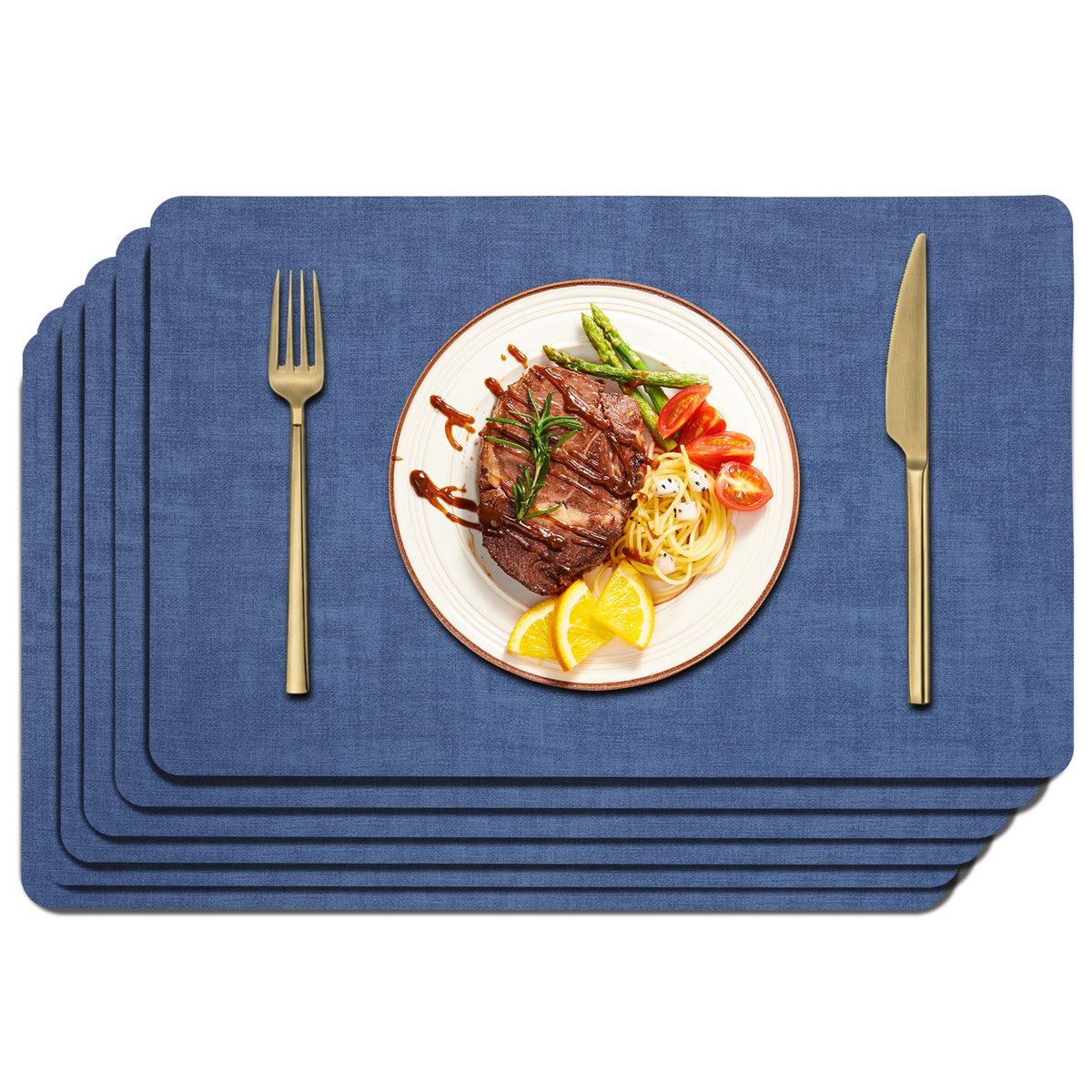 Maxpearl Faux Leather Placemats Set of 6, Easy to Clean, Beige