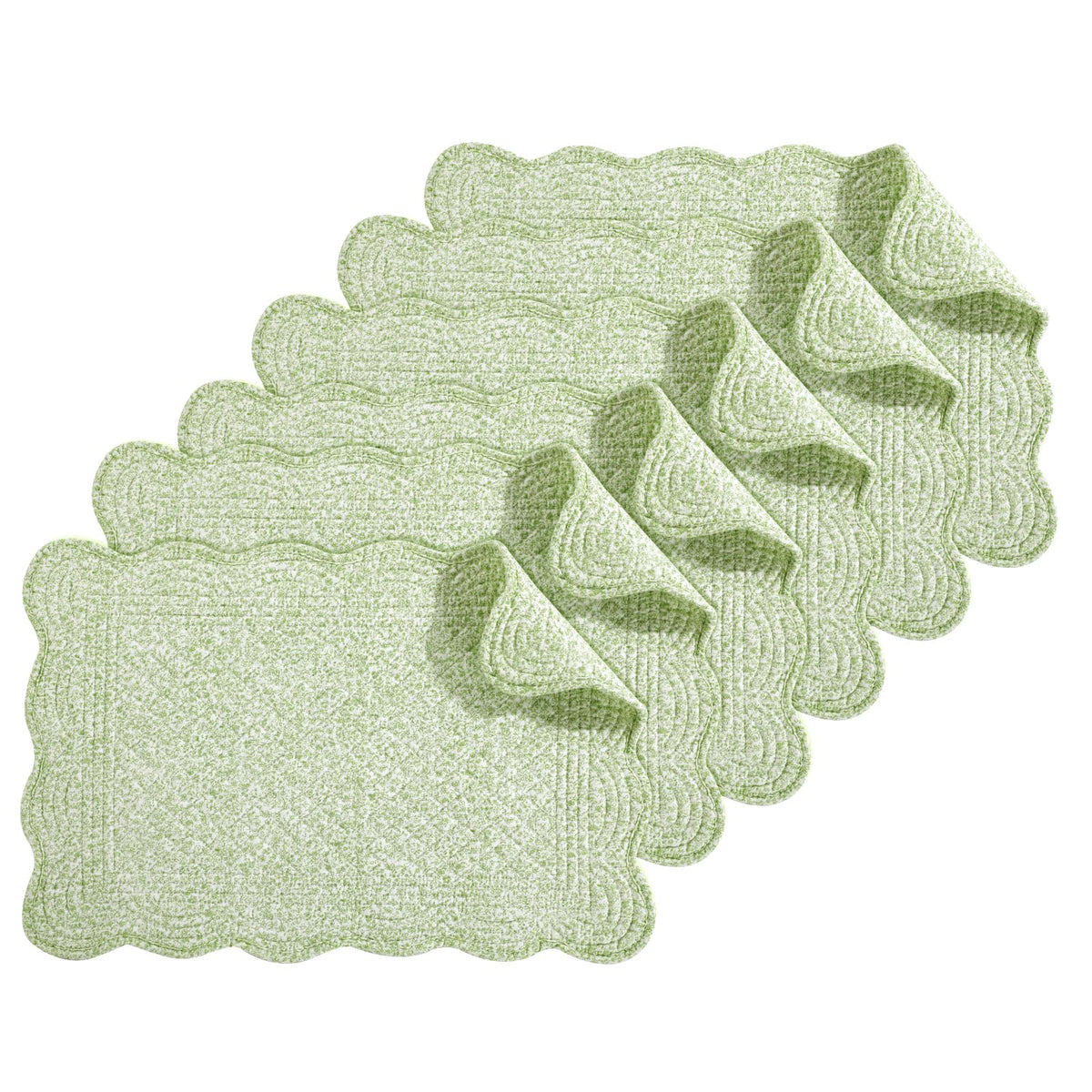 HOMBYS Quilted Placemats Set of 6 Washable-13x18 inches Rectangular Placemats for Kitchen Table-100% Cotton Fabric Rectangular Table Mats, (Emerald Green)