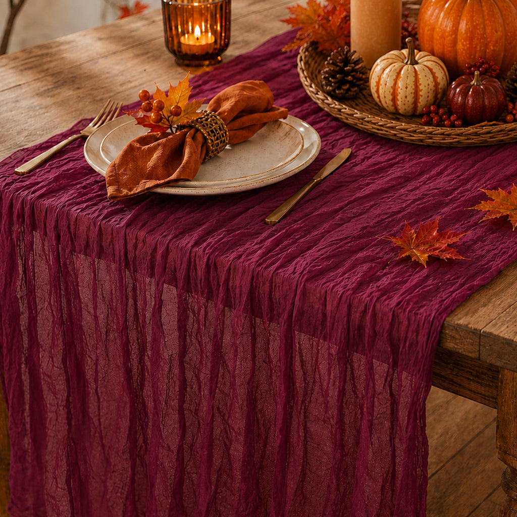 3 Pack Sage Green Cheesecloth Table Runner 120 Inch Boho Wedding Decor