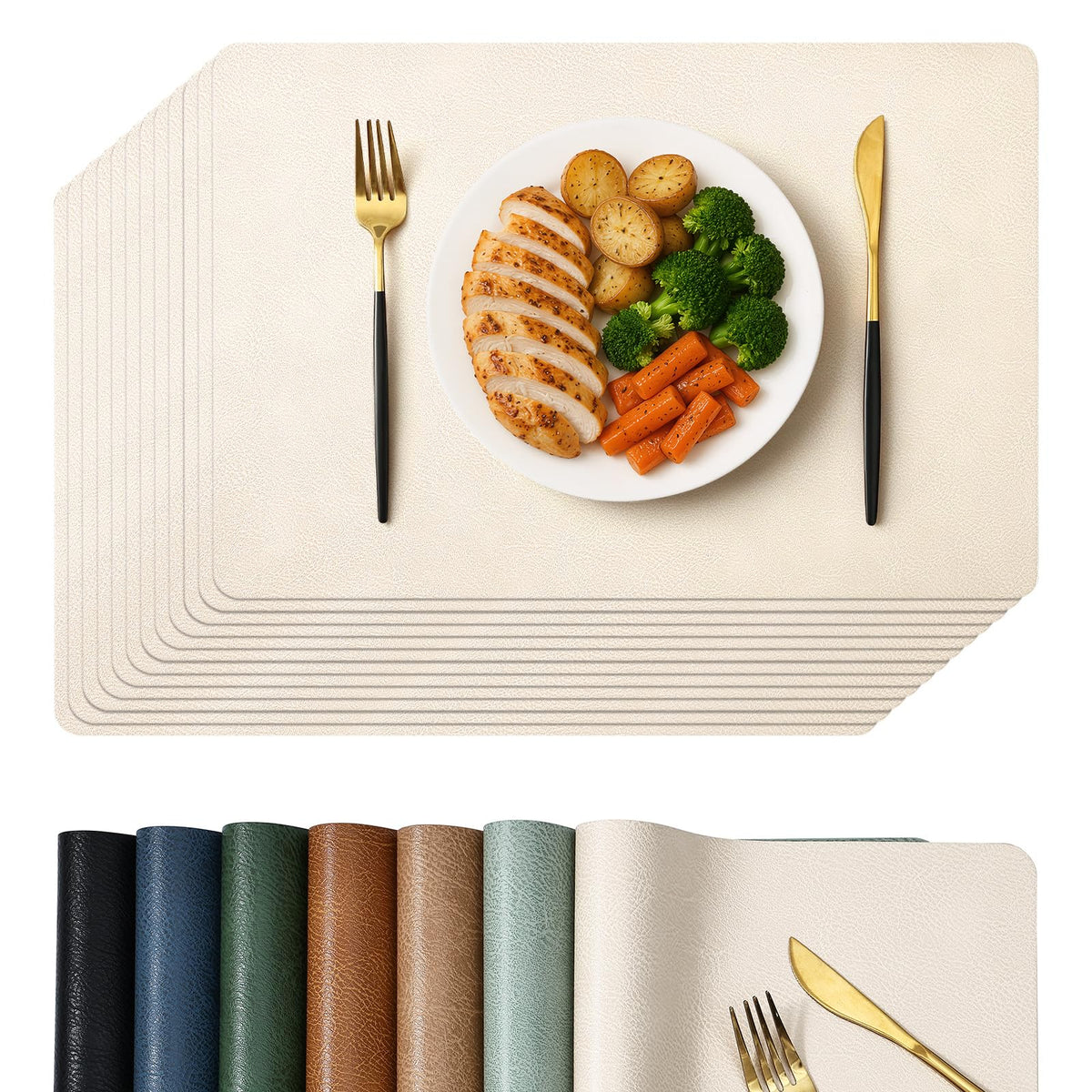 Homaxy Vinyl Heat Resistant Placemats Set of 6, Reddish Brown