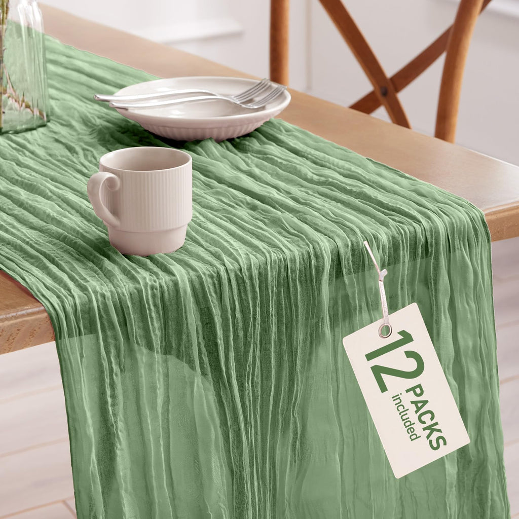 Pureegg 2 Pack Cheesecloth Table Runner 120 Inch Beige