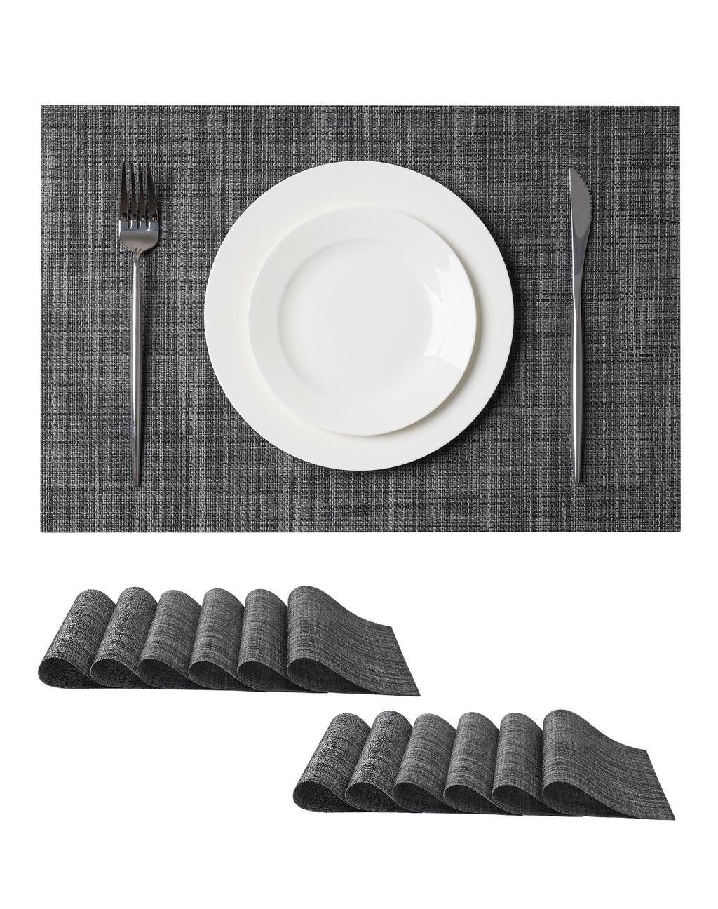 Leetaltree Light Brown Placemats Set of 8 - Heat Resistant Woven Vinyl