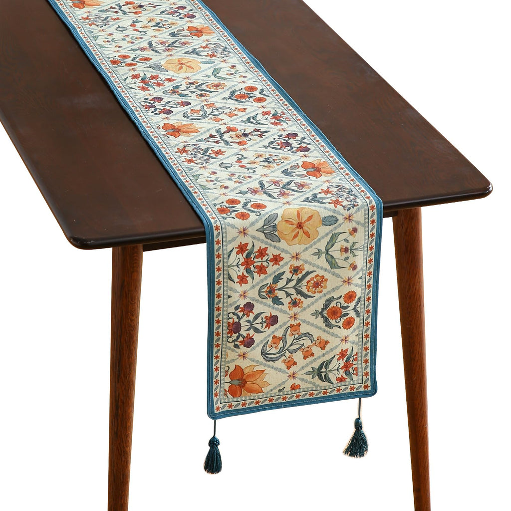 ISAENNE Designer French Linen Table Runner,71"x12"-Cornucopia