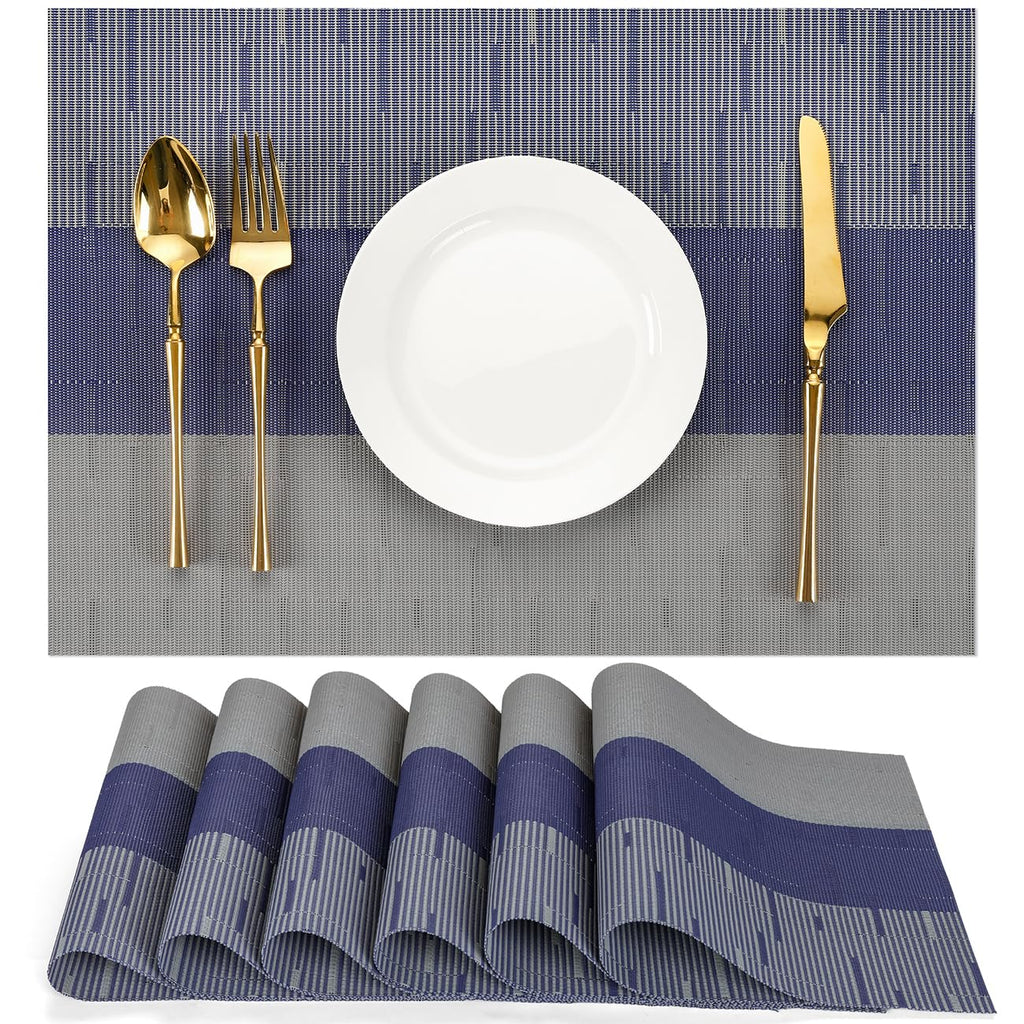 Placemats Set of 8, Vinyl Woven Heat-Resistant Place Mats