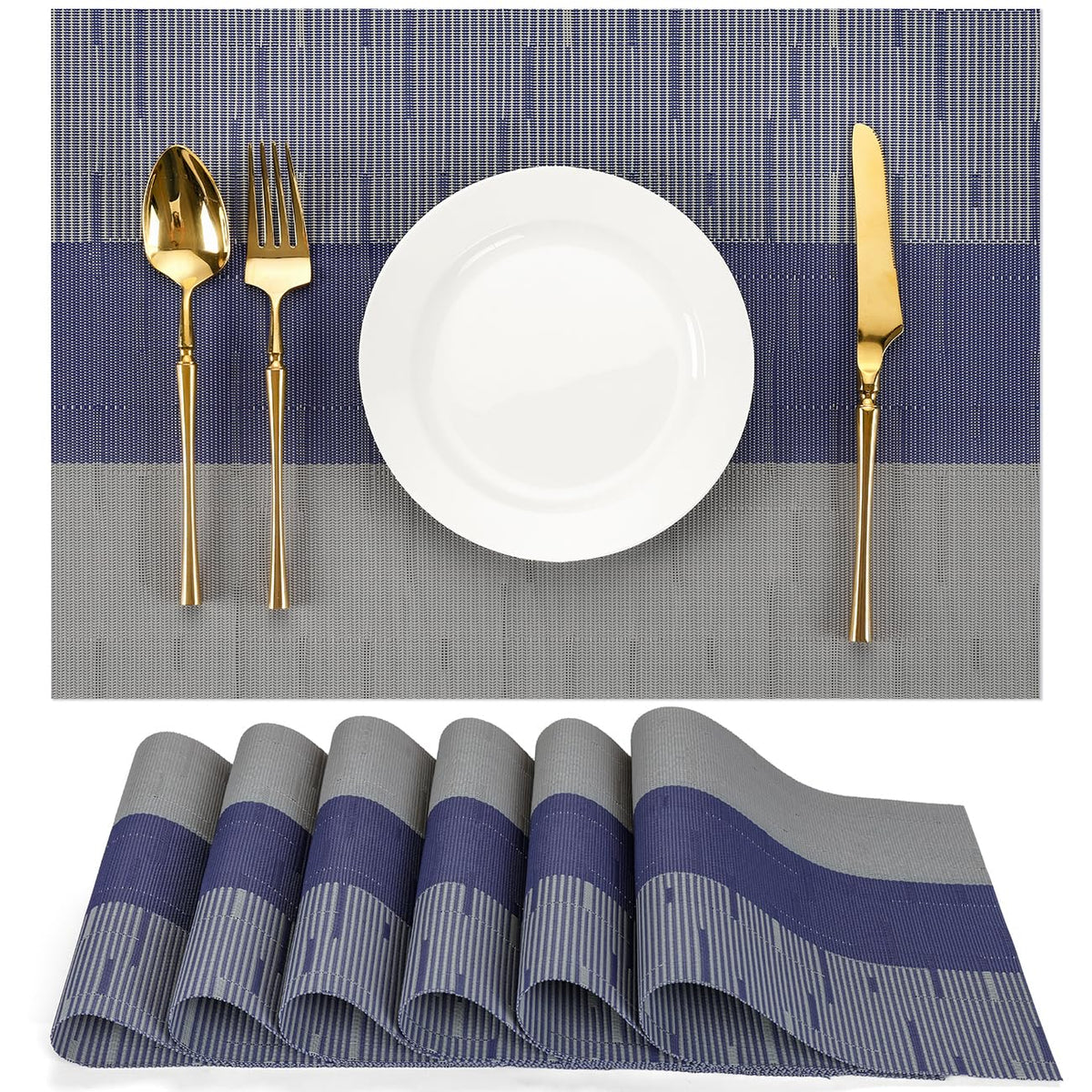 Placemats Set of 8, Vinyl Woven Heat-Resistant Place Mats