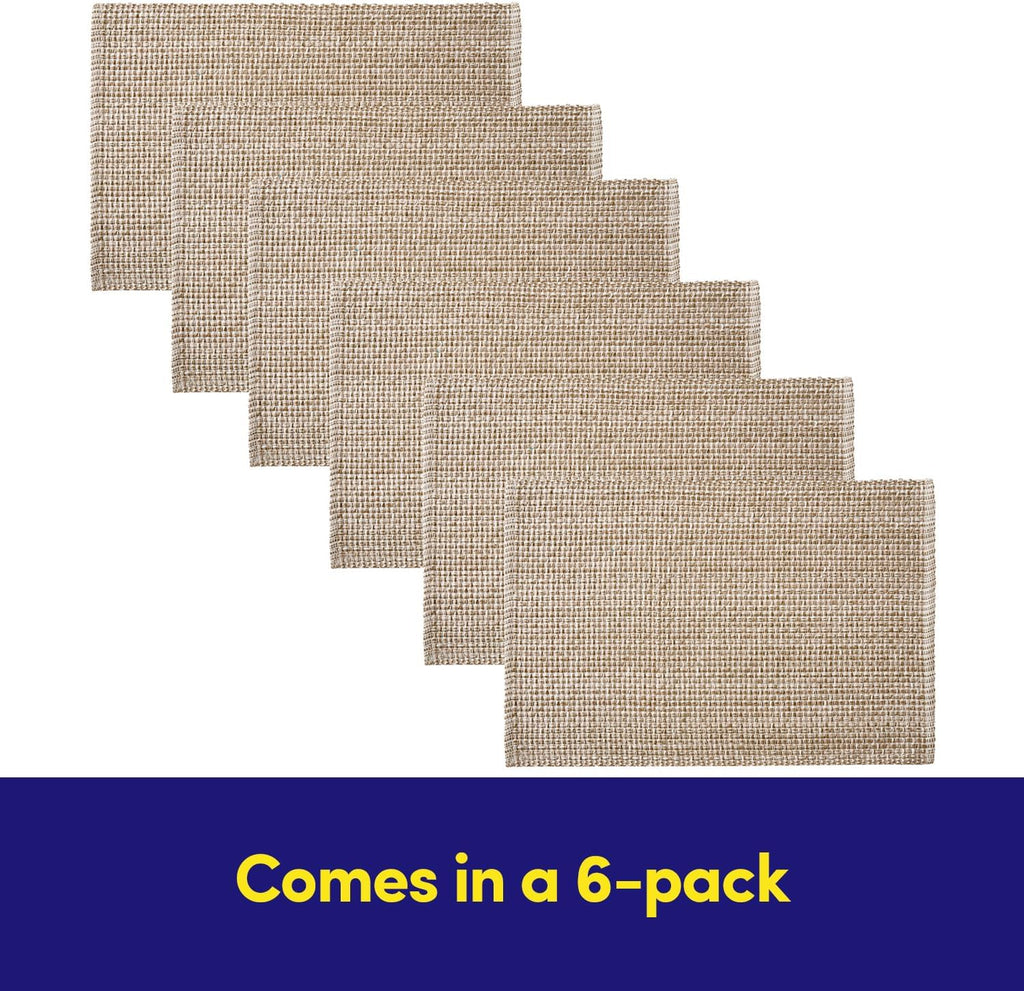 Sweet Home Collection 100% Cotton Placemats for Dining Room Rectangle Two Tone Woven Fabric 13" x 19" Soft Durable Table Mat Set, Set of 6, Eggshell