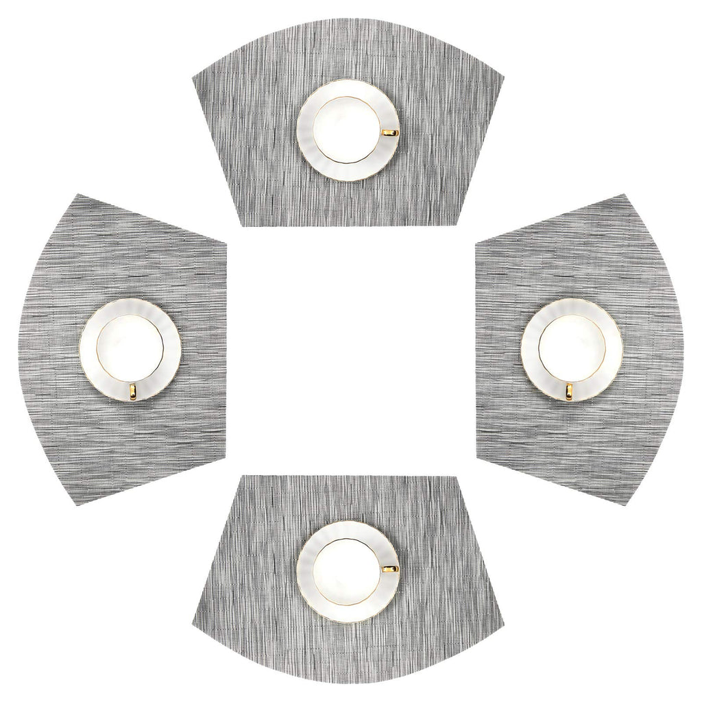 SHACOS Wedge Shape Placemats Set of 4 Woven Vinyl Placemat for Round Table