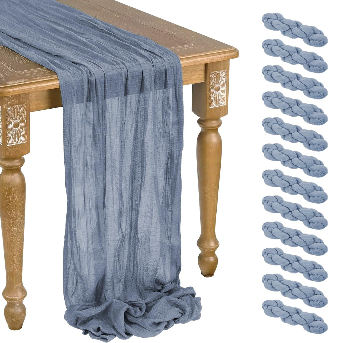 12 Pcs Beige Cheesecloth Table Runner 13ft Boho Gauze Cheesecloth Table Runner 160 inch Long for Christmas Wedding Bridal Baby Shower Birthday Table Decorations