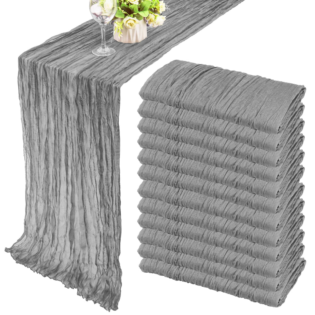 35x72 Inch Sage Green Cheesecloth Table Runner Fall Boho Wedding Decor