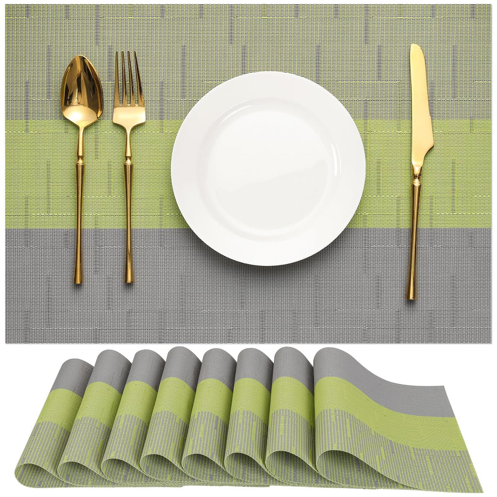 Placemats Set of 8, Vinyl Woven Heat-Resistant Place Mats