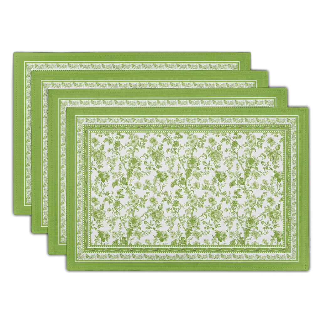 Blue Floral Branches Placemats Set of 4 ，12 x 18 Inch Chinoiserie Table Mats Washable Heat Resistant Linen Fabric Rectangle Place Mat for Indoor Outdoor Kitchen Dining Home Decor