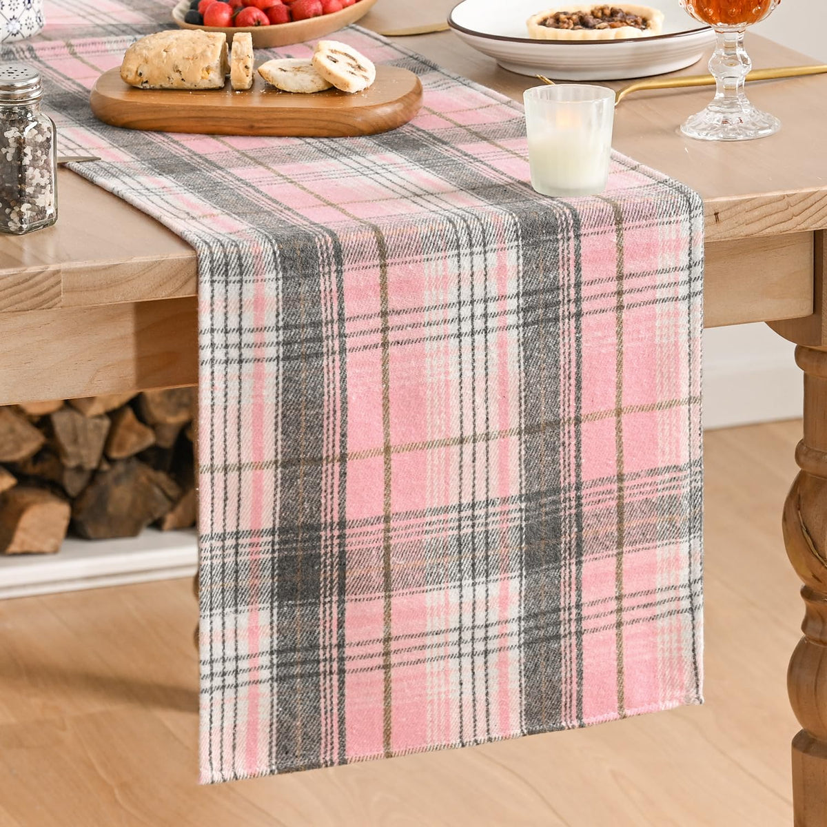 Artoid Mode Rust Farmhouse Plaid Fall Table Runner 13x72 Inch