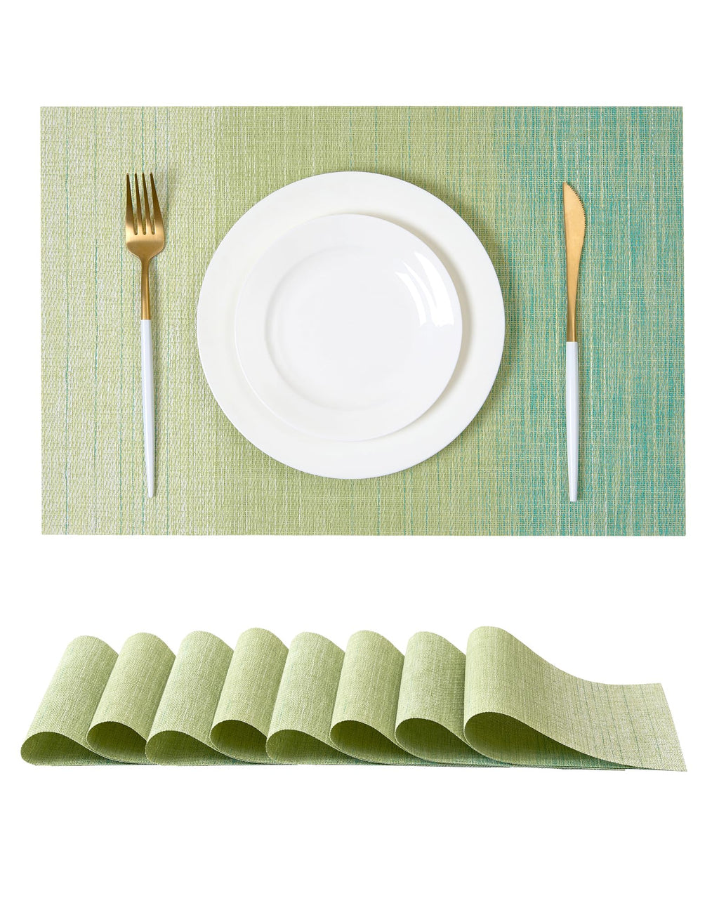 Leetaltree Light Brown Placemats Set of 8 - Heat Resistant Woven Vinyl