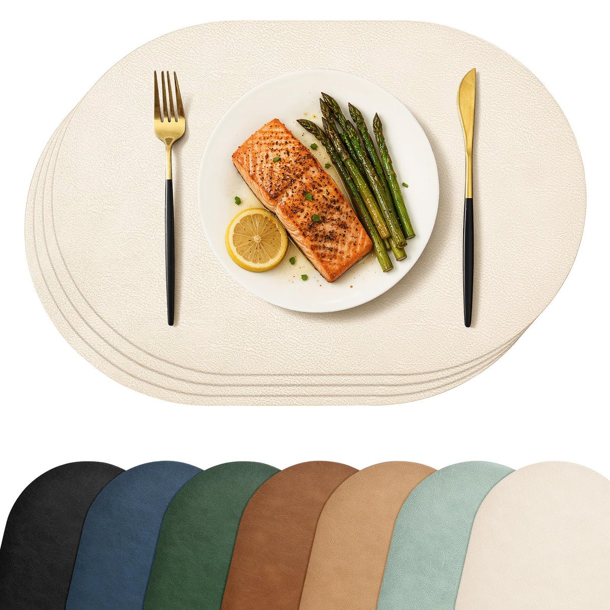 Homaxy Oval Heat Resistant Placemats Set of 6, Reddish Brown
