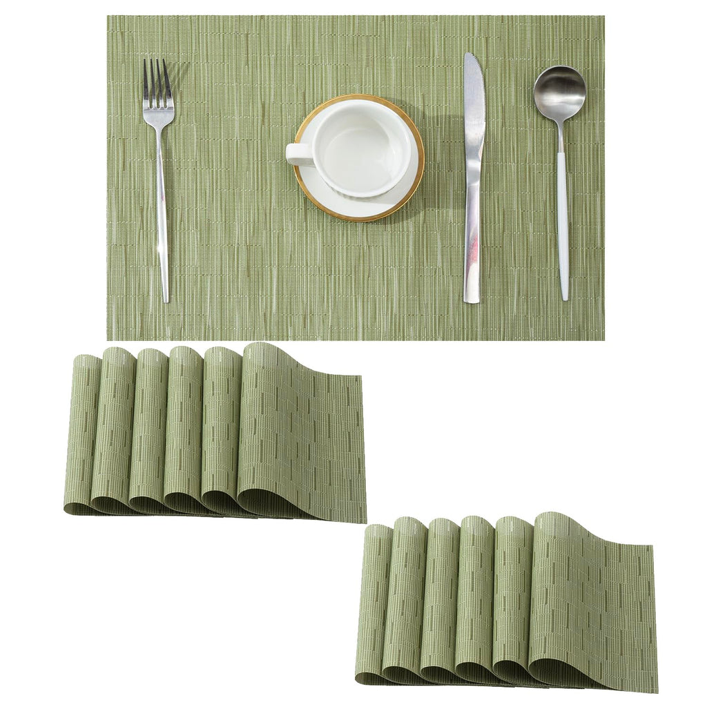 Leetaltree Light Brown Placemats Set of 8 - Heat Resistant Woven Vinyl