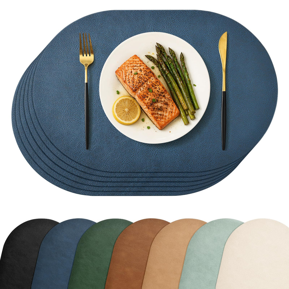 Homaxy Oval Heat Resistant Placemats Set of 6, Reddish Brown