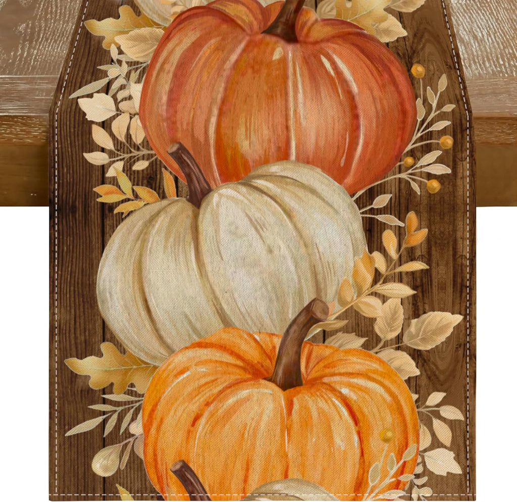 RABUSOFA Fall Table Runner 13x72 Inch Orange Pumpkins Fall Decor for Home