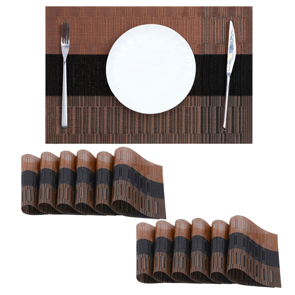 Leetaltree Beige Placemats Set of 4 - Heat-Resistant, Non-Slip Table Mats, Washable Woven Vinyl for Indoor & Outdoor Dining