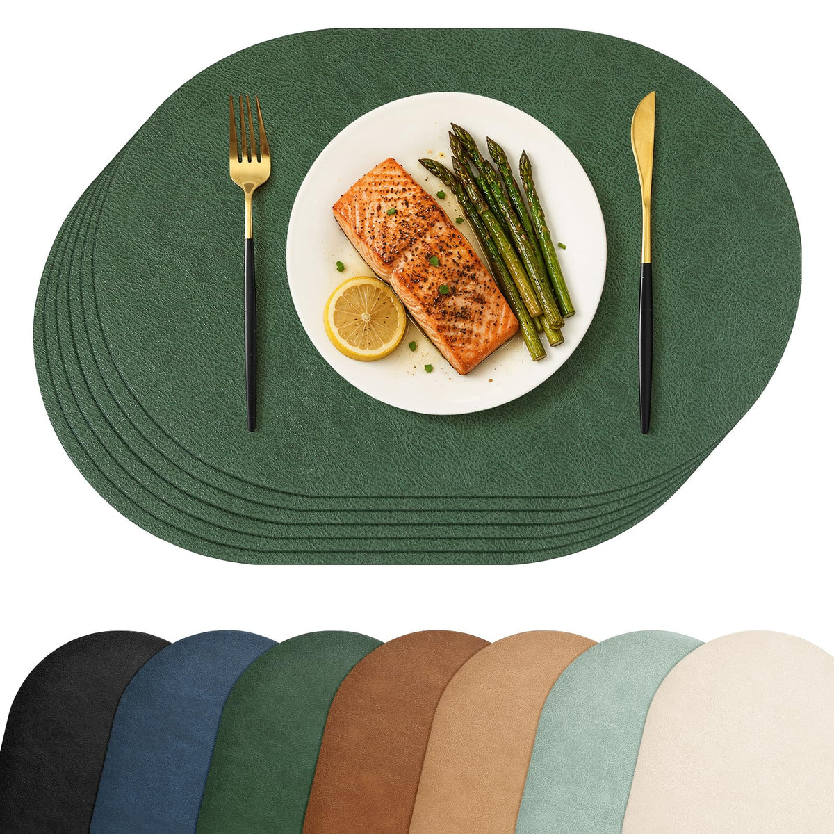 Homaxy Oval Heat Resistant Placemats Set of 6, Reddish Brown