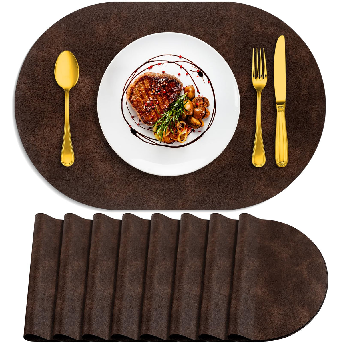 ADRIMER Placemats, Heat Resistant Oval Place Mats Set of 4 Easy to Clean