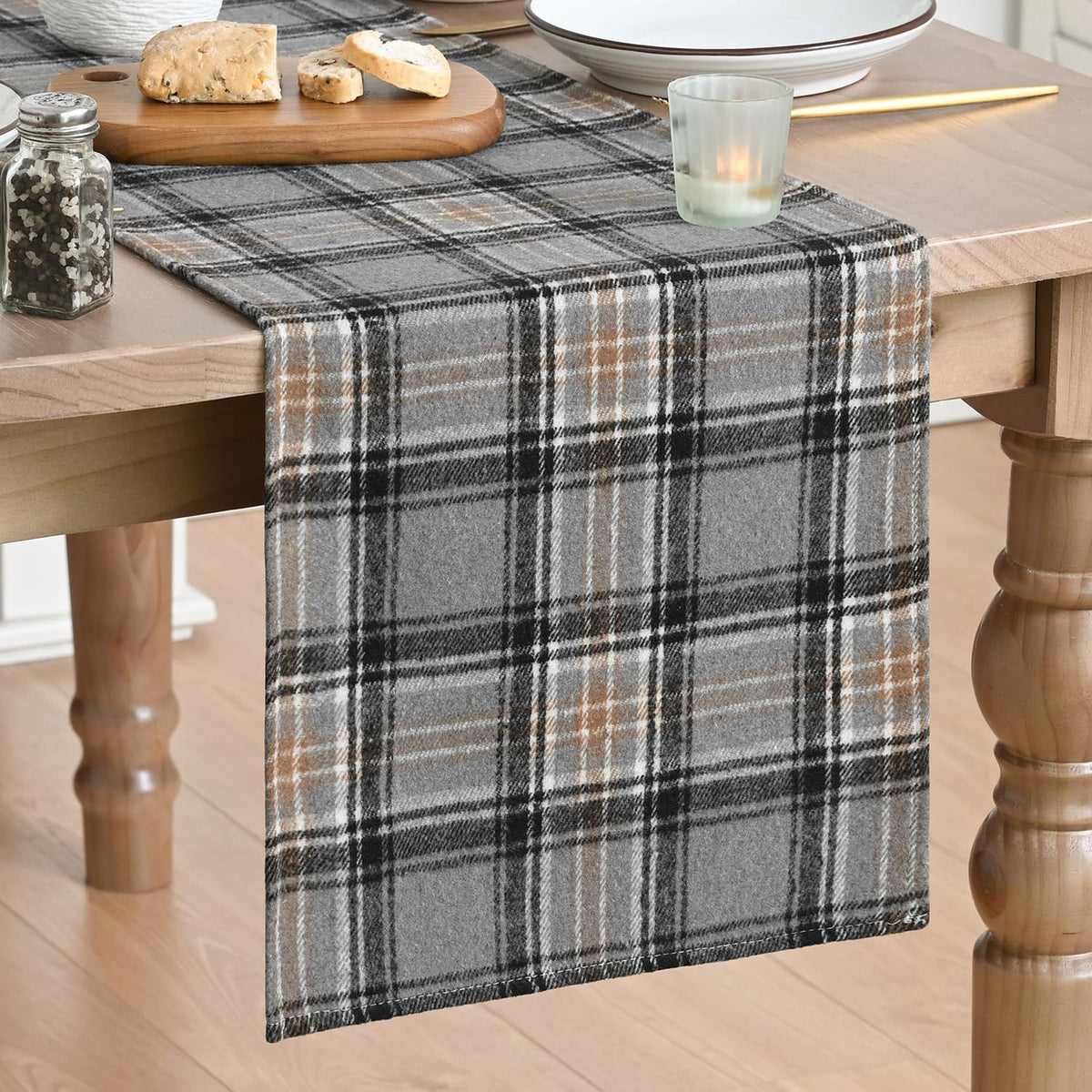 Artoid Mode Rust Farmhouse Plaid Fall Table Runner 13x72 Inch