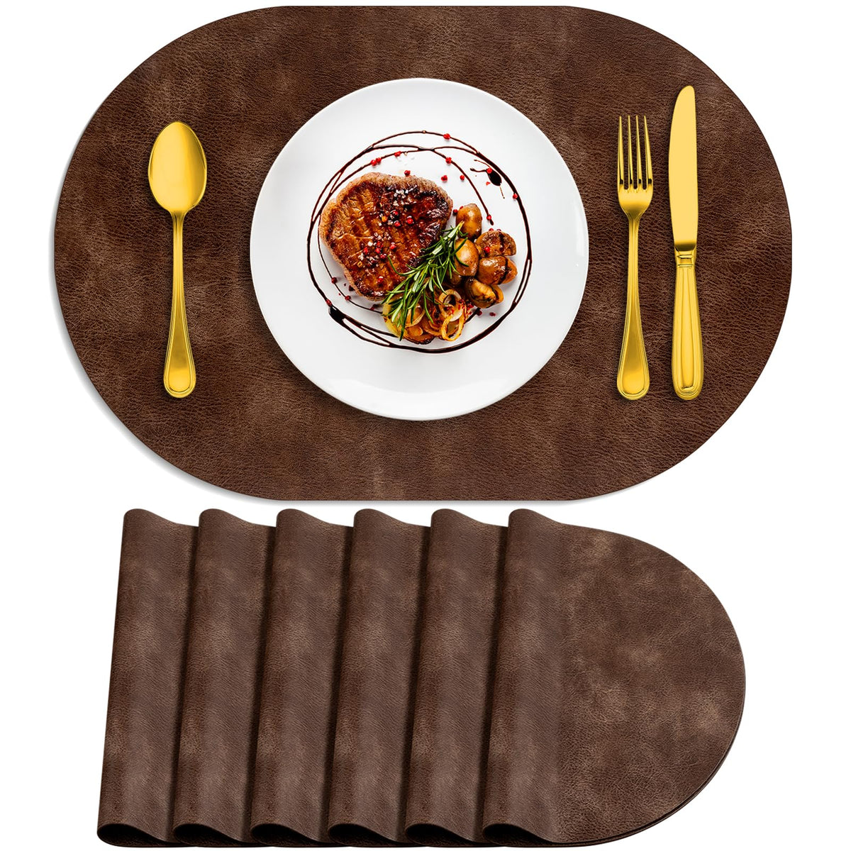 ADRIMER Placemats, Heat Resistant Oval Place Mats Set of 4 Easy to Clean