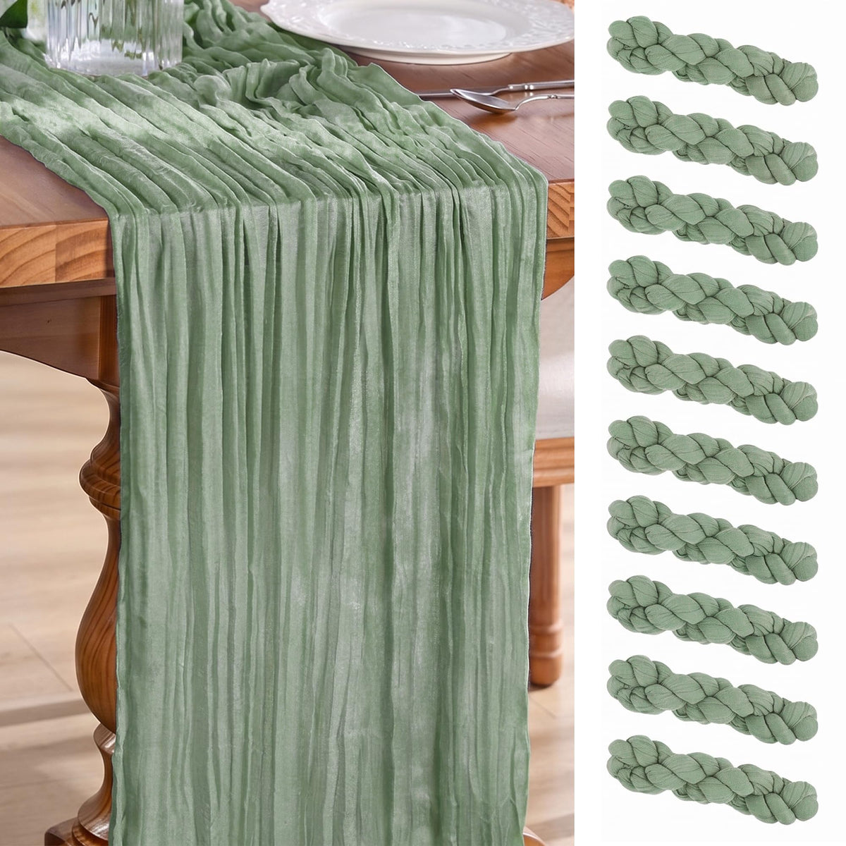 Goodluck Fall Table Runner, 10 Pack 10FT Terracotta Cheesecloth Table Runner 35x120 Inch Burnt Orange Boho Gauze Table Runner for Thanksgiving Autumn Fall Wedding Baby Shower Home KitchenTable Decor