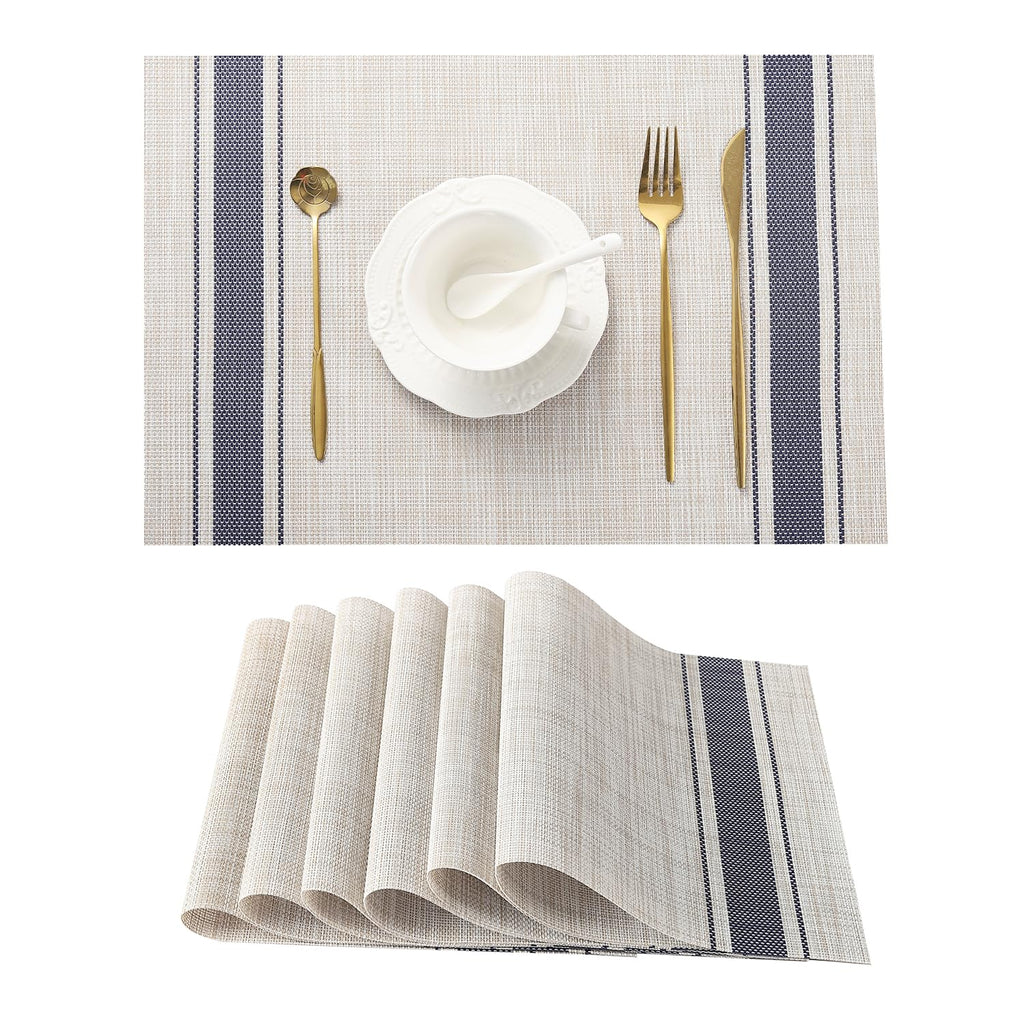 Leetaltree Light Brown Placemats Set of 8 - Heat Resistant Woven Vinyl