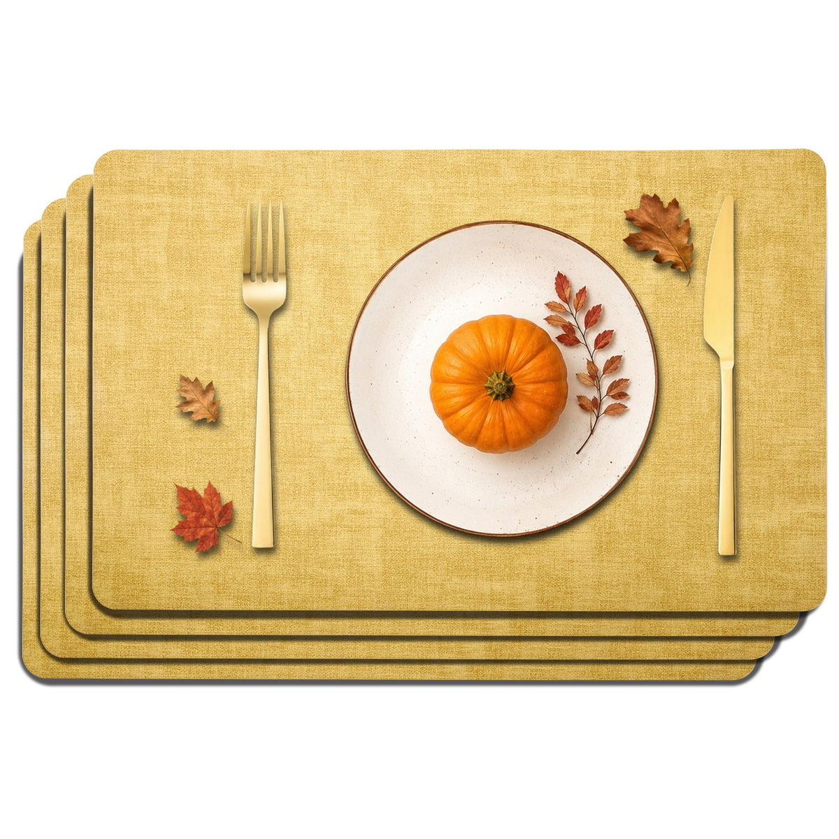 Maxpearl Faux Leather Placemats Set of 6, Easy to Clean, Beige