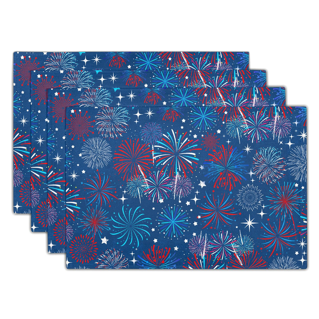 Kawani Blue White Floral Placemats Set of 4 Spring Summer Flower Branches Place Mats 12x18 Inch Chinoiserie Table Mats for Home Kitchen Party Decor
