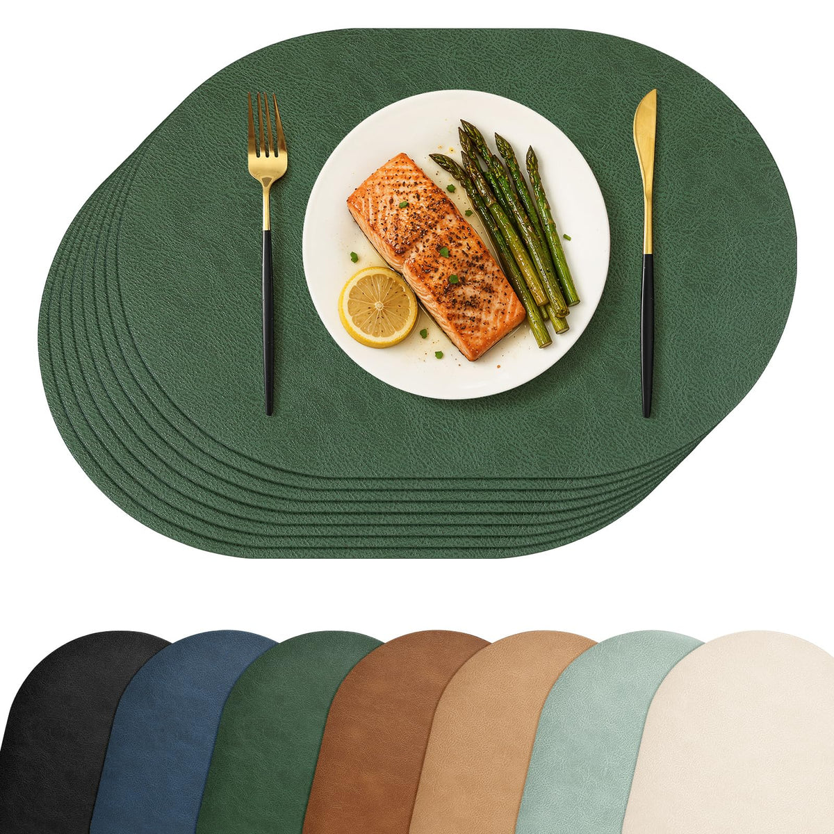 Homaxy Oval Heat Resistant Placemats Set of 6, Reddish Brown