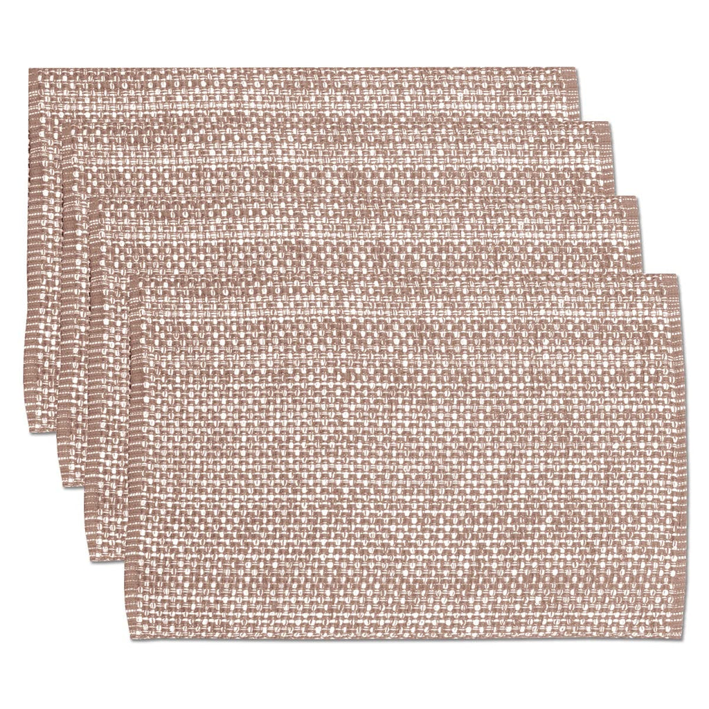Sweet Home Collection 100% Cotton Placemats for Dining Room Rectangle Two Tone Woven Fabric 13" x 19" Soft Durable Table Mat Set, Set of 6, Eggshell