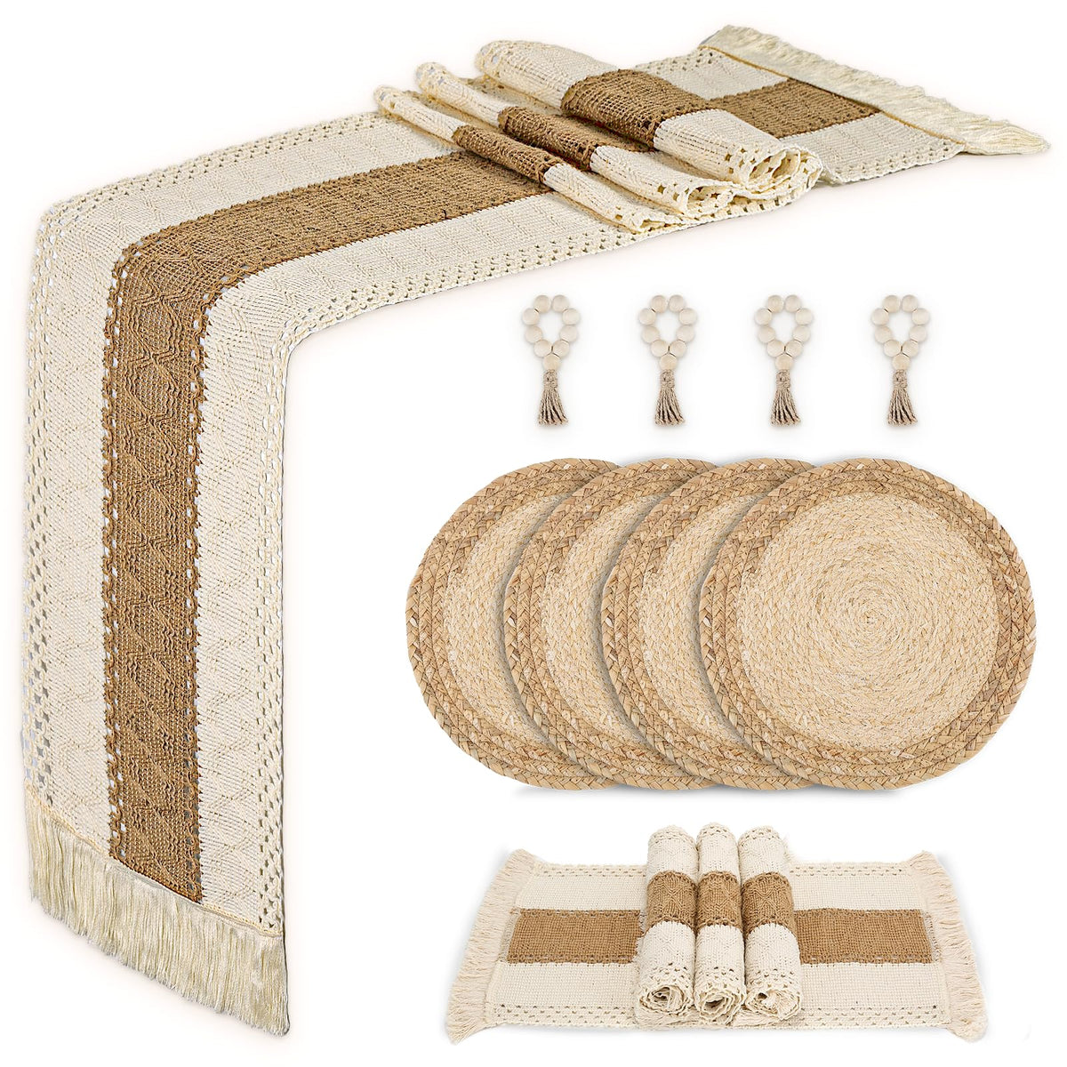 Placemats Set of 6 with 6 PCs Round Placemats and 6 PCs Table Mats