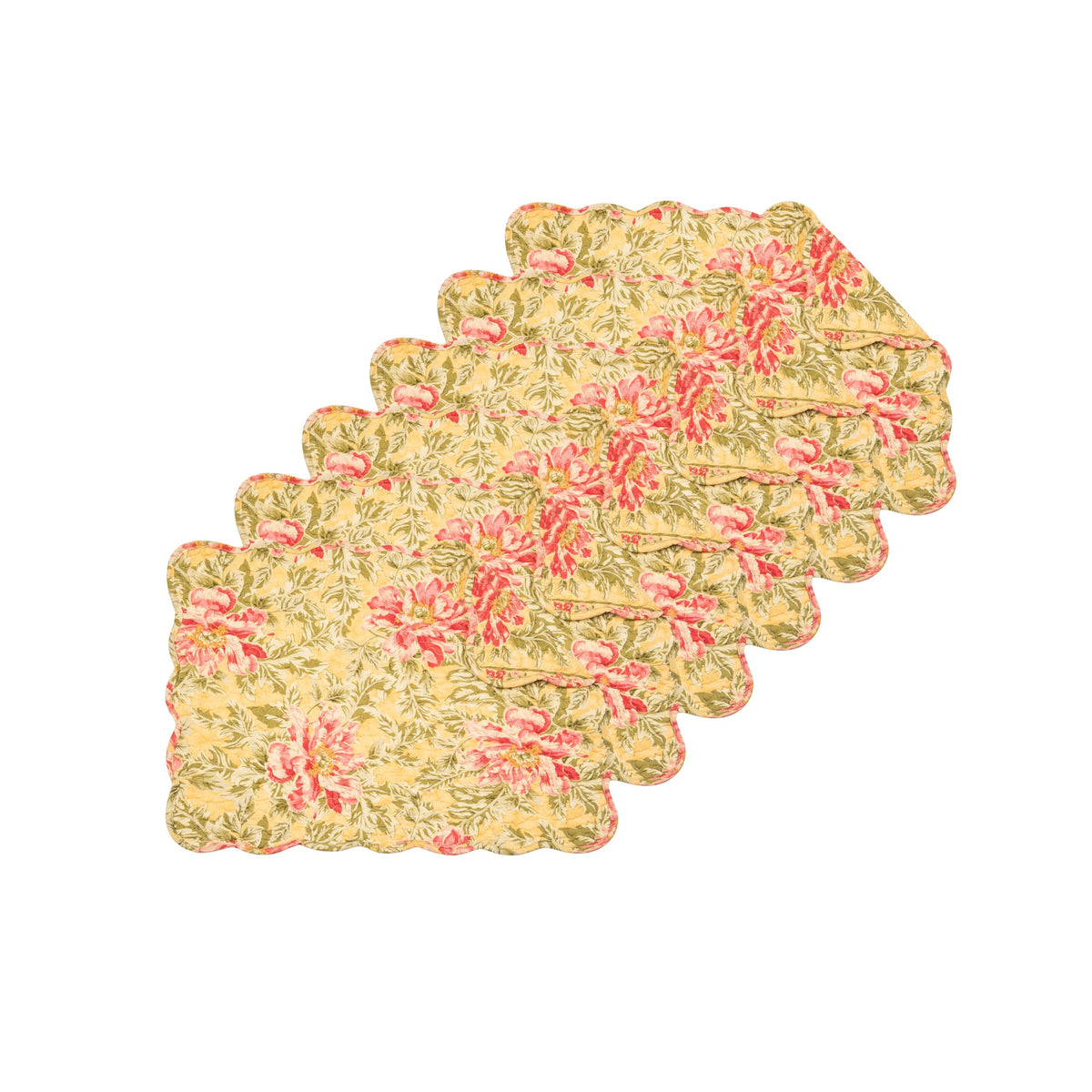 Bailey Vintage Quilted 100% Cotton Set of 6 Placemats 13" x 19"
