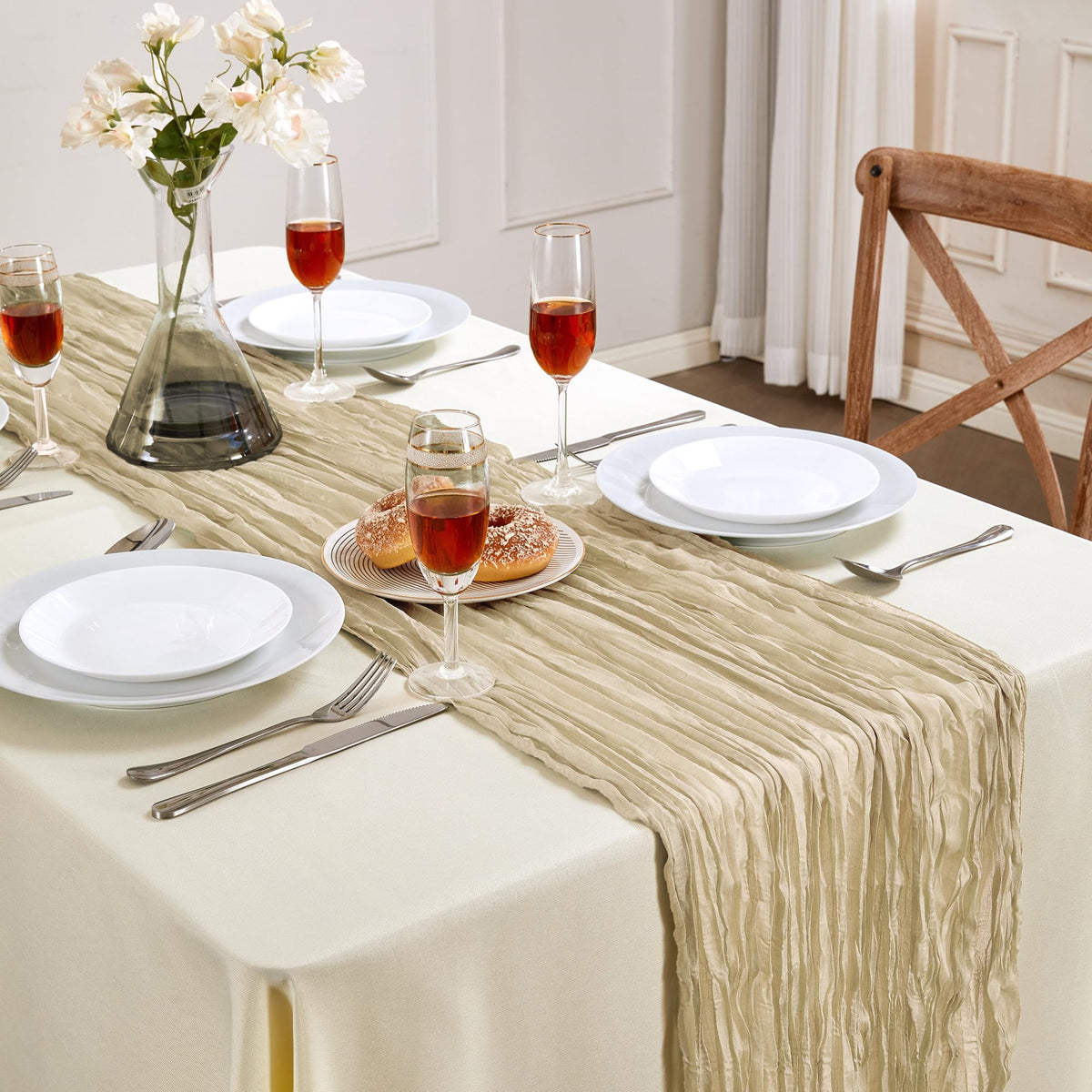 6 Pack White Cheesecloth Table Runner 35×120Inch Fall Boho Gauze Home Decor
