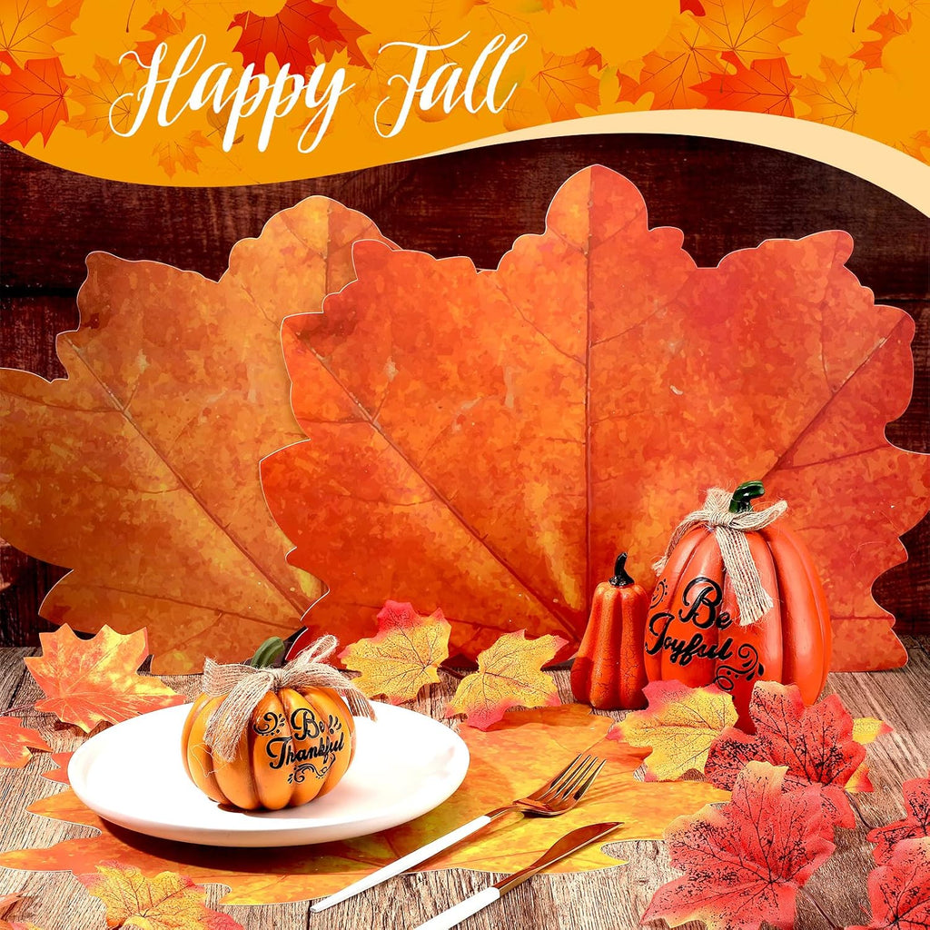 Patelai 8 Pcs Thanksgiving Fall Placemats, Autumn Maple Leaf Place Mats